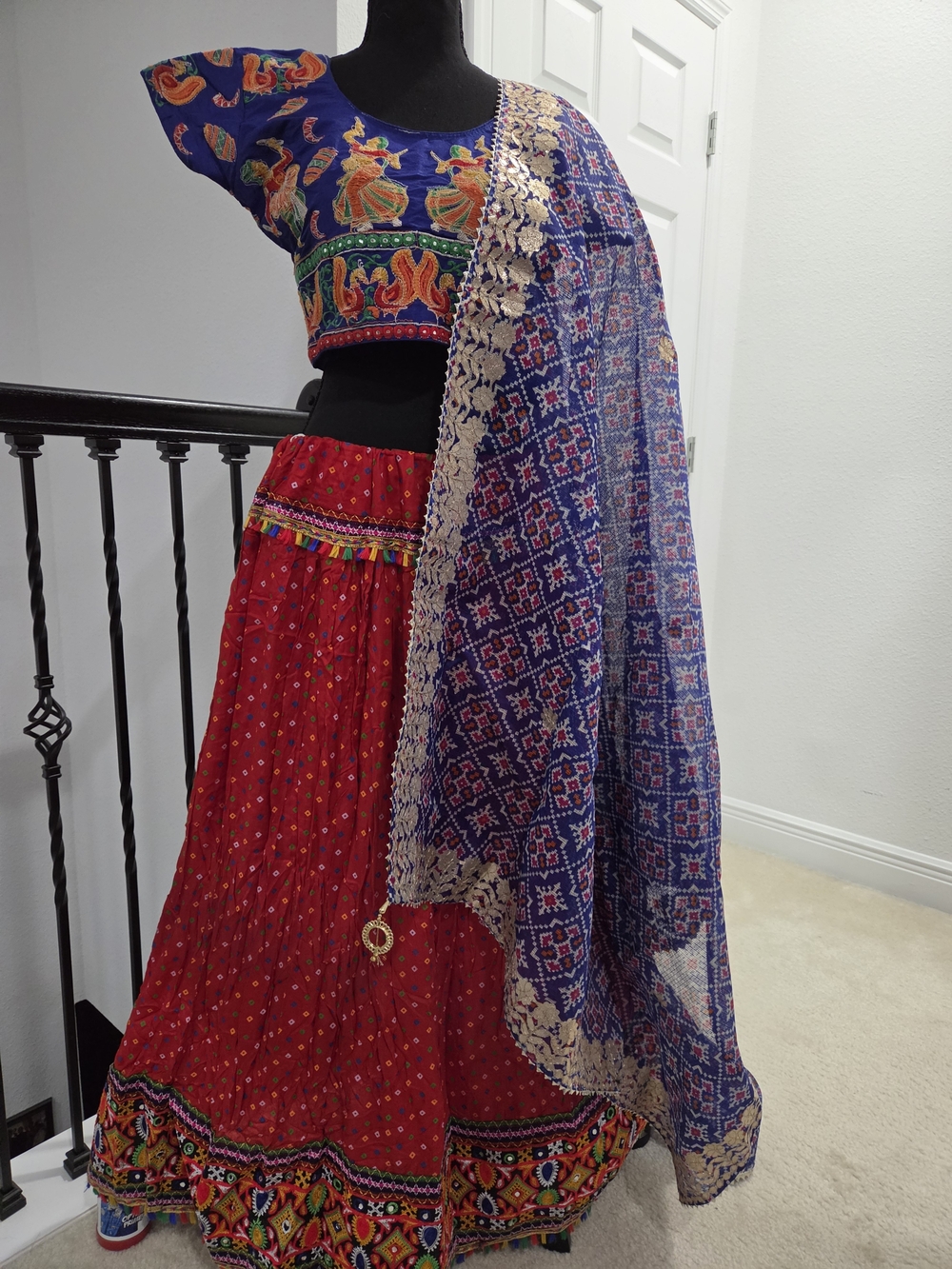 Colorful Garba Navratri Lehenga Choli Size 38 with Dupatta